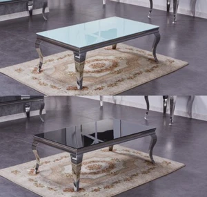 Wohnzimmertisch Designer aus poliertem Edelstahl Chrom 115 x 65 x 45 cm - Bild 1 von 3