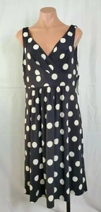 Chaps Pacific Heights Black White Polka Dot Sleeveless Dress Size Large NWT - Picture 1 of 12