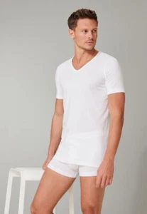 Schiesser Short Sleeved White Shirts V-neck 2-Pack - XXL. - Picture 1 of 6