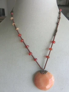 Silpada brown cord Carnelian bead necklace - Picture 1 of 6