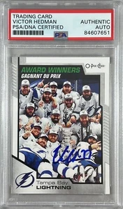Victor Hedman auto 2020-21 O-Pee-Chee card #610 Lightning PSA Encapsulated - Picture 1 of 3