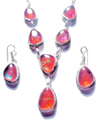 Australian Triplets Opal Gemstone 925 Sterling Silver Handmade Jewelry Necklace - Image 1 of 4