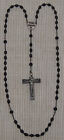 Rosenkranz #142 Kunstharz-Perlen und Holz-Kreuz mit Jesusbild aus Silber