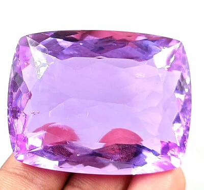 Transparent 330 Carat Ethiopian Emerald Cut Purple Opal Certified Loose Gemstone - Image 1 of 4