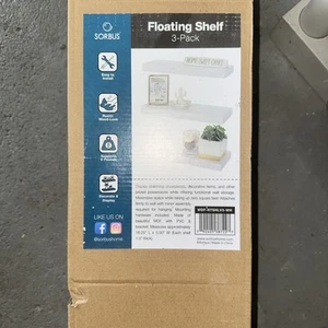 Sorbus Floating Shelves, Hanging Wall Shelf Décor- 16 Inches- White 3 Pk - Picture 1 of 2