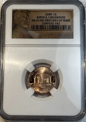 2009 Lincoln Birth & Childhood 1 Cent Penny NGC MS65 RD First Day Of Issue - Image 1 of 4
