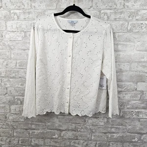 Neu mit Etikett Croft & Barrow Damenbluse Größe Medium Langarm weiß - Bild 1 von 7