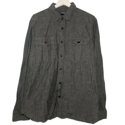 Camisa masculina Todd Snyder grande denim capa albiate bolso peito duplo manga longa - Imagem 1 de 4