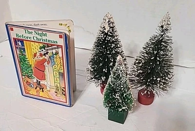 3 árboles de Navidad vintage y libro La noche antes de Navidad 1990.     #137 Foto 1 de 4