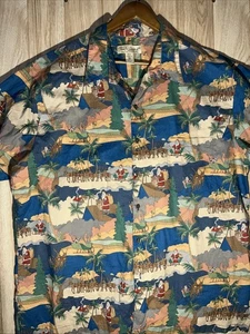 Vintage Tori Richard Men’s 2XL Christmas Santa Hawaiian Button Up Shirt - Picture 1 of 7