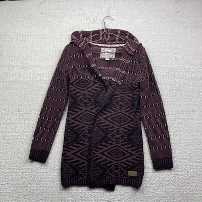 Y2K Element Eden Knit Sweater Open Front Hooded Aztec Southwest AOP Wom S Skate - Imagem 1 de 4