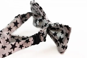 Boys White With Black Stars Patterned Bow Tie - Picture 1 of 2