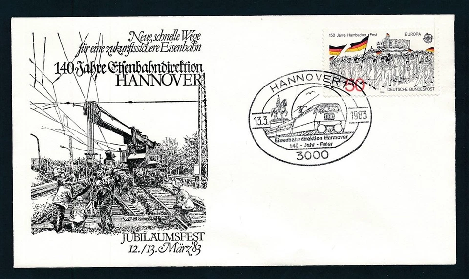 D466604 Alemania Ferrocarril Cubierta Trenes Locomotoras 140 Años Hannover Ferrocarril Foto 1 de 1