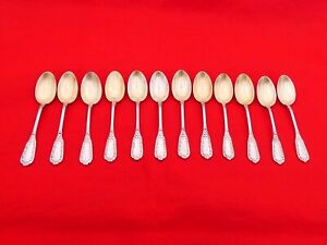 Set of 12 Antique French Sterling Silver Beautiful Demitasse Spoons NA-9