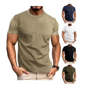 Neu Herren Kurzarm T-Shirt Atmungsaktiv Slim Fit Oberteil Herren Sport T-Shirt - Bild 1 von 29