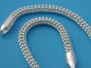 Collar de cuentas de cadena bola de plata esterlina real 6 líneas pulsera - Imagen 1 de 6