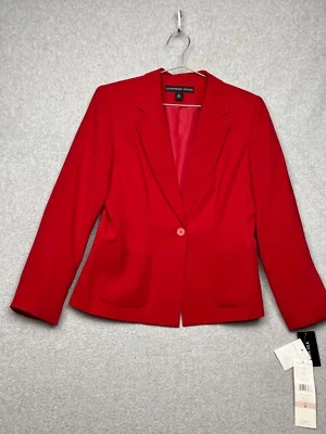 Chaqueta Blazer Vintage Josephine Chaus Mujer 6 Seda Roja Oficina Carrera Simple Nueva Foto 1 de 4