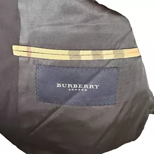 Burberry London Blazer Men’s 46R Black Wool Sport Coat Two Button Suit Jacket - Picture 1 of 10