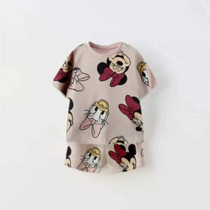 Girls 2025 Summer Outfits Minnie Full Print Tshirt Shorts Casual Sports Loose Cl - Picture 1 of 15