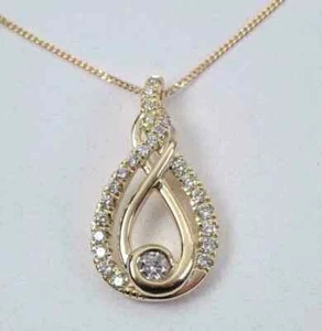 2.2 Ct Round Simulated Diamond Women's Infinity Pendant 14k Yellow Gold Plated - Picture 1 of 7