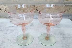 2 vasos de sandía Weston Diamond Optic verde rosa champán Sherbet alto 5,25" - Imagen 1 de 4