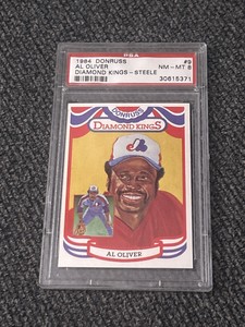 1984 Donruss - Diamond Kings "Perez-Steele" on Back #9 Al Oliver PSA 8 NM-MT
