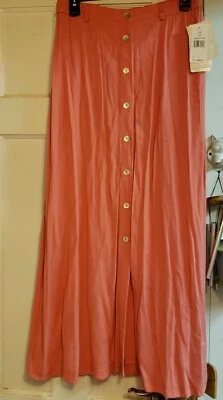 NEW Marisa Christina Skirt Women's Pink Button Elastic Wst Maxi Size L Large NWT - Image 1 of 4