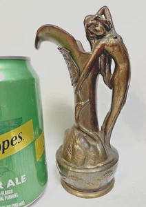 RARE ANTIQUE 1926 ART NOUVEAU DECO BRONZE STATUE VASE LEDA & SWAN NUDE LADY #425 - Picture 1 of 6