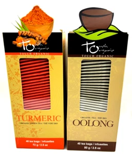 KIT X2 OOLONG  & Touch Organic Turmeric  Green  Tea Bags, 40 Bags Each 2.5 oz - Picture 1 of 4
