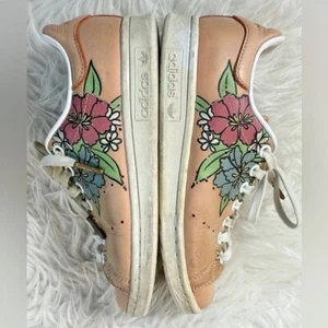 Adidas Stan Smith Women’s Size 6.5 Amber Blush Floral Low Sneakers - Picture 1 of 9