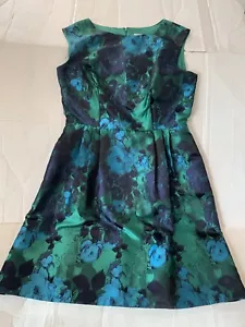SD Collection Damen Sommer Cocktailkleid geblümt grün blau Gr. 10 vorne Falten - Bild 1 von 7