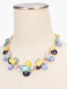 Talbots Yellow Green Multi Color Crystal Rhinestone Statement Necklace - Picture 1 of 5