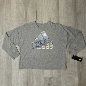 NWT Adidas Girls Youth Long Sleeve T-Shirt Grey Heather Size Large - Picture 1 of 13