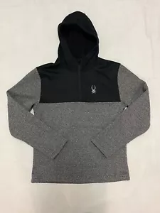SPYDER Mend Sz MED Black/Gray Fleece Lined 1/4 Zip Hoodie Pullover Worn 1X EUC! - Picture 1 of 11
