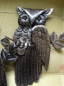 Vintage, MCM, Metal, Distressed Look Owls (2), Wall Art - Picture 1 of 11