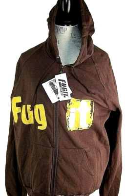 FUG IT Hoodie Sweatshirt Full Zip American Apparel Men's Large Brown NEW FUGIT  - Image 1 of 4