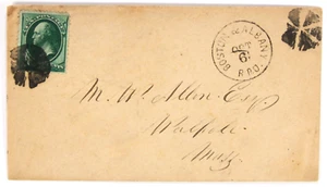 1870's Boston & Albany RPO CDS, Segmented Cork cancel ties 3c bn on cover. - Picture 1 of 2