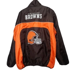 Cleveland Browns NFL Jacket Men XL Reversible Winter Fleece Helmet Full Zip - Picture 1 of 12
