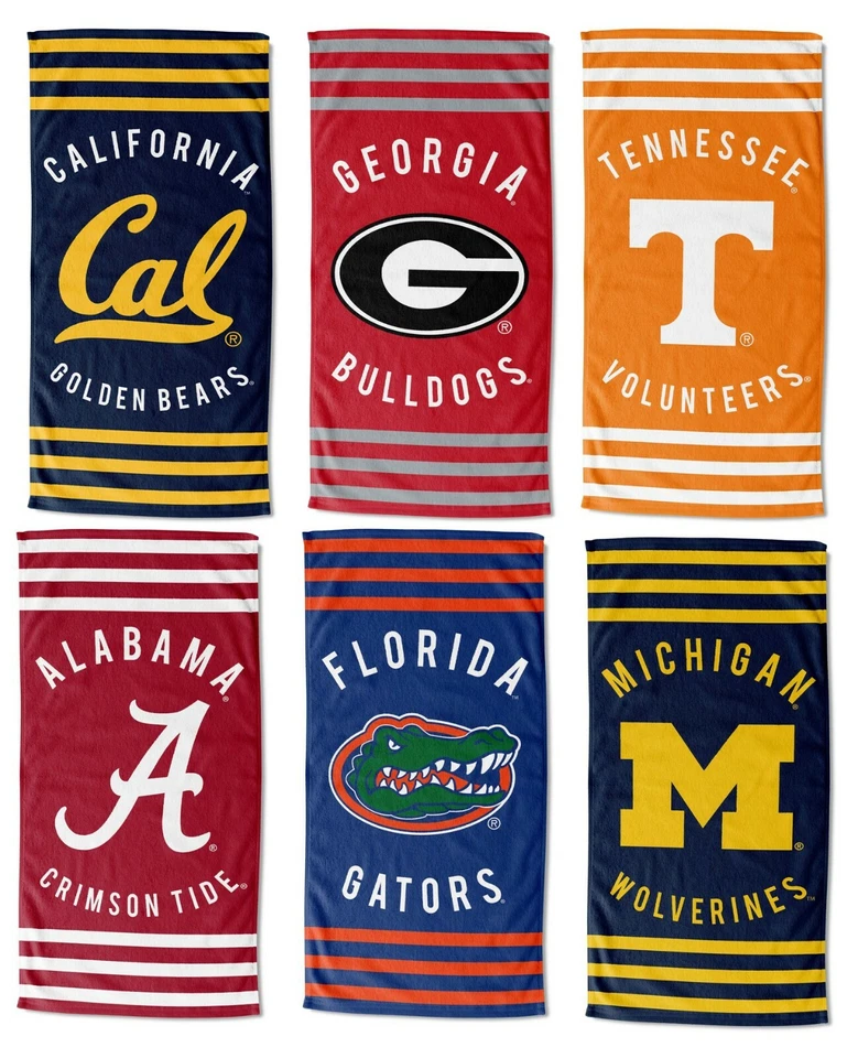 Toalla de playa a rayas - Toalla de baño - NCAA - Universidad - Elige tu equipo Foto 1 de 1