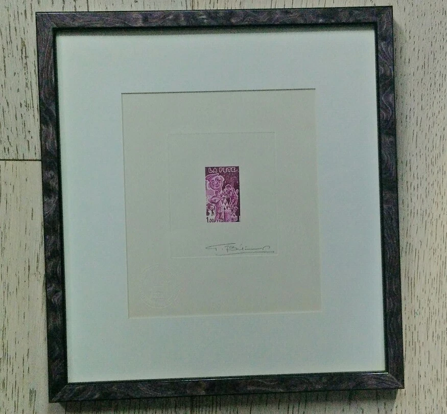 Épreuve d'artiste  Georges Bétemps/ timbre  La fête 1976 lithographie originale  - Photo 1/4