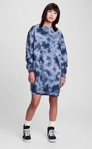 Gap Teen Girls 14-16 Tie-Dye Oversized Sweatshirt Dress Blue Fleece WORN ONCE - Picture 1 of 6
