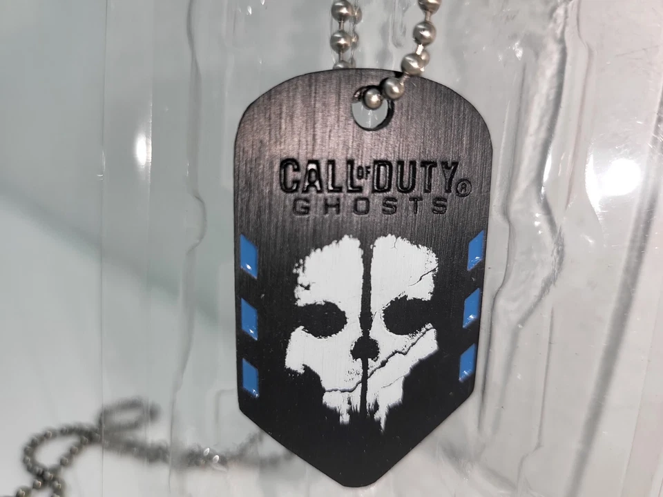 NUEVA ETIQUETA DE PERRO DURADERA DE METAL BACALAO CALL OF DUTY FANTASMAS CON CADENA DE COLLAR DE 14 PULGADAS 7J Foto 1 de 4