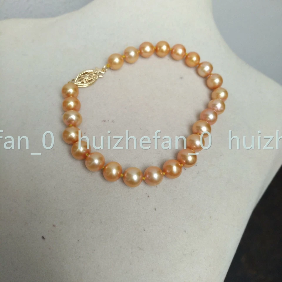 Linda pulseira de pérolas redondas de ouro 7,5-8" AAA+ 6-7mm Mar do Sul ouro 14k P - Imagem 1 de 4