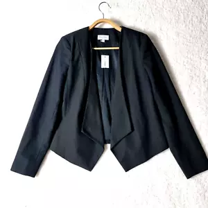 New TARGET Womens Jacket Size 10 Black Long Sleevel Crop Collared Open Front - Picture 1 of 12