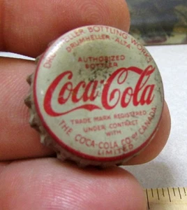 vintage RARE Coca Cola cork lined soda bottle cap Drumheller bottling Canada - Picture 1 of 3