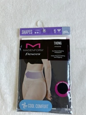 Tanga de encaje negro Maidenform Flexees para mujer suave fresca cómoda ropa moldeadora talla 2XL Foto 1 de 4