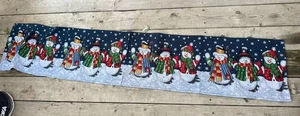 Weihnachten Schneemann Familie Wandteppich Tischläufer 68" Weihnachtsmütze Baum EUC Urlaub - Bild 1 von 3