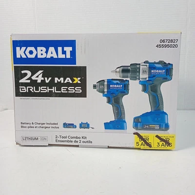 Kobalt KLC 2024A-03 24V MAX Drill/Driver 2 Tool Combo Kit 0672827 NEW - Image 1 of 4