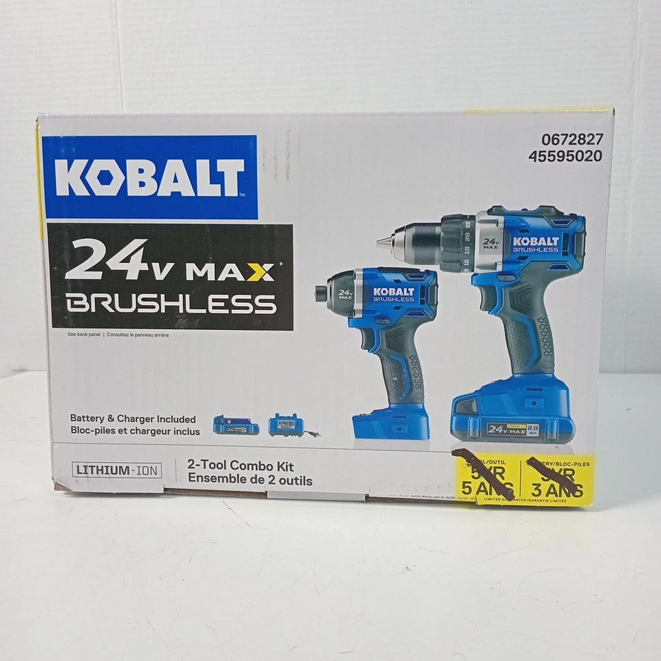 Kobalt KLC 2024A-03 24V MAX Drill/Driver 2 Tool Combo Kit 0672827 NEW - Image 1 of 4