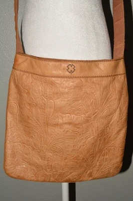 Bolso Bandolera Lucky Brand Cuero Tooled Tostado Floral Repujado Cartera de Hombro Foto 1 de 4